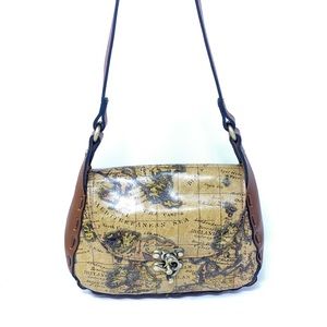 Patricia Nash NWOT Lucia Leather Crossbody Bag. European Map Style.